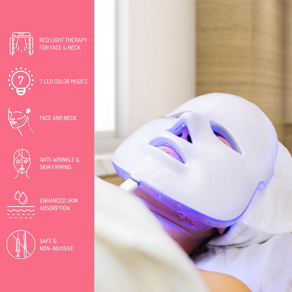 Pursonic Ultimate 3-in-1 LED Light Therapy & Facial Spa Bundle – 7-in-1 LED Face Mask + 7-in-1 LED Face & Neck Sculpting Wand + Facial Steamer