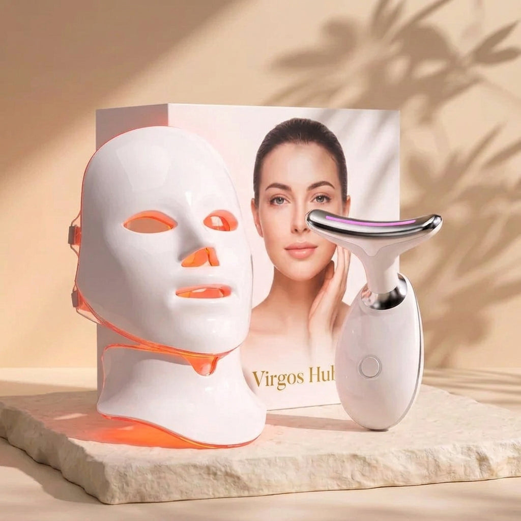 LED Facial Mask & The massager — neck & jawline (Combo)